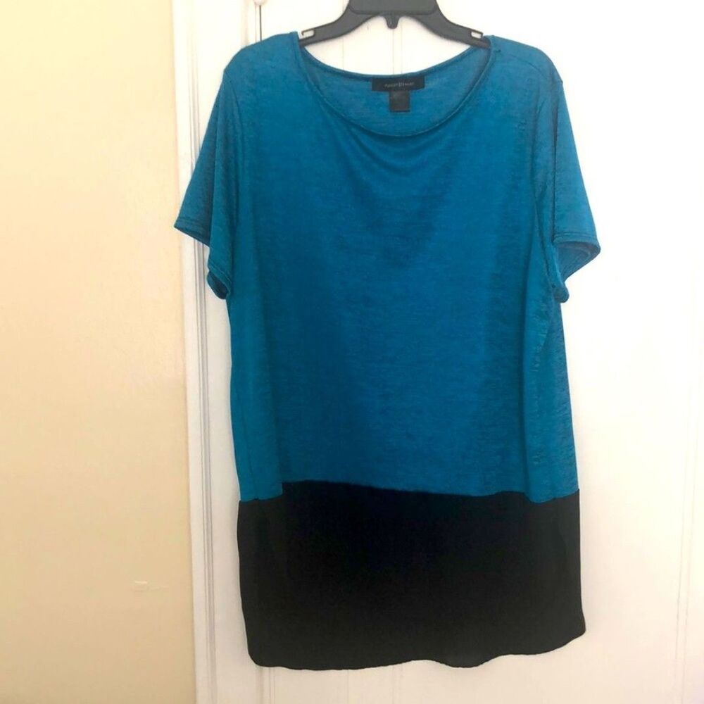 Blue black shirt blouse texture metallic Ashley Stewart